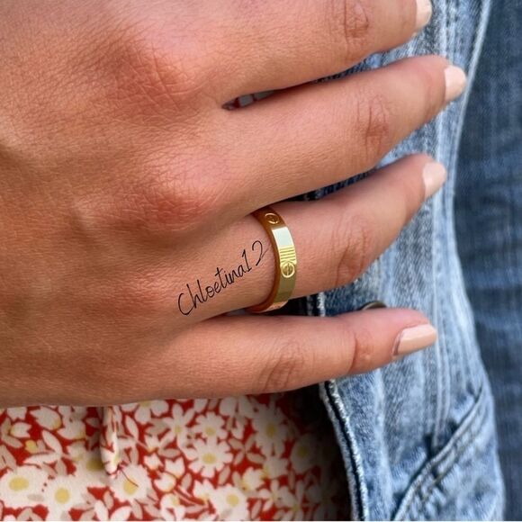 NEW GOLD OR SILVER SCREW RING LOVE RING DESIGNER INSPIRED LOVE RING - Picture 8 of 12